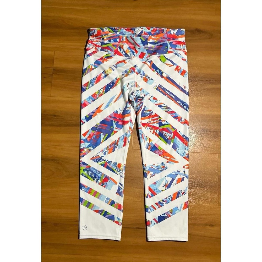 Athleta Kaleidoscope Sonar Asymmetrical Pattern Color Block Yoga Crop Pants
